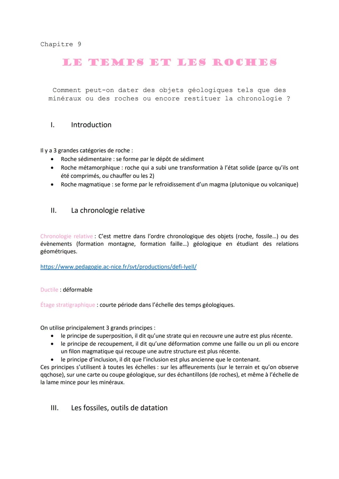Chapitre 9
Comment peut-on dater des objets géologiques tels que des
minéraux ou des roches ou encore restituer la chronologie ?
I.
●
LE TEM