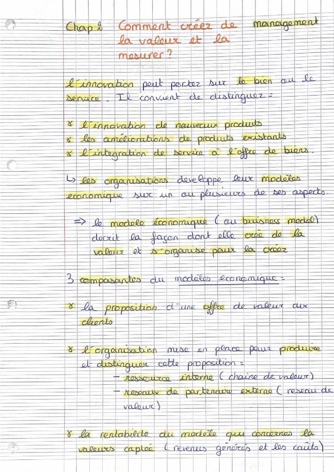 Chapitre 2: Comment créez de la valeur et la mesurer (management)