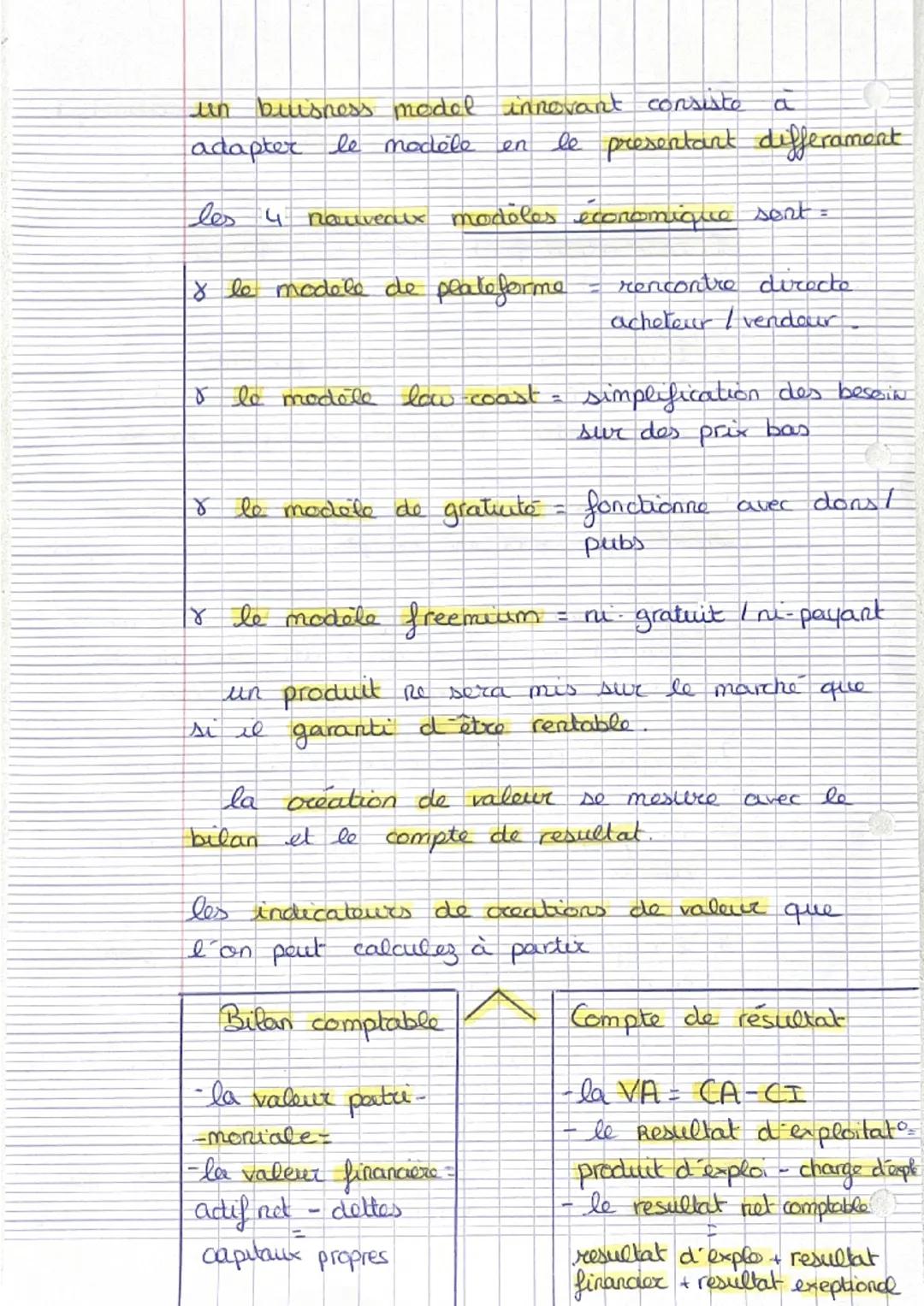 Chap 2
Comment créez de
la valeur et la
mesurer ?
management
I innovation peut porter sur le bien ou le
Il convient de distinguez
service
* 
