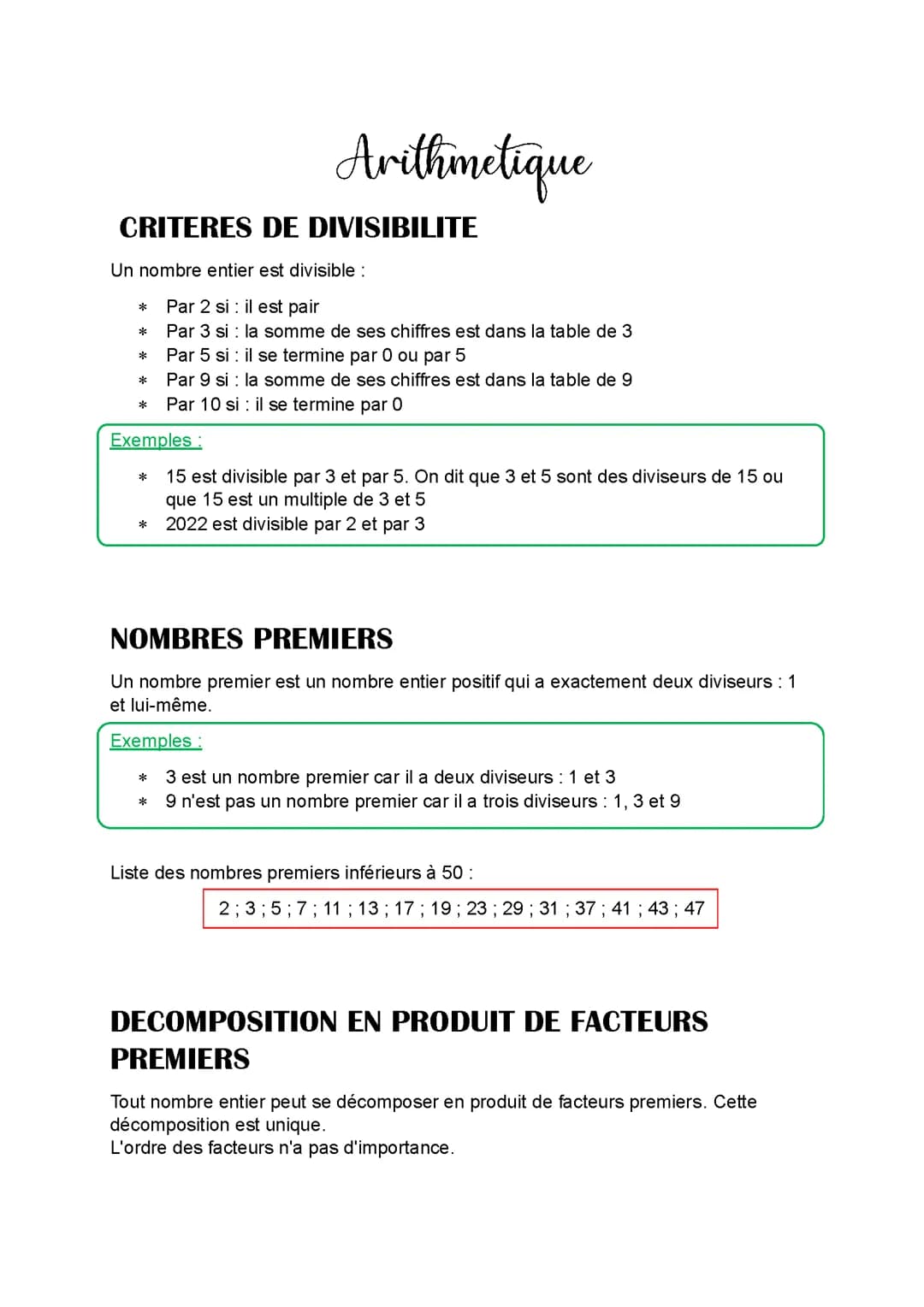 Arithmétique