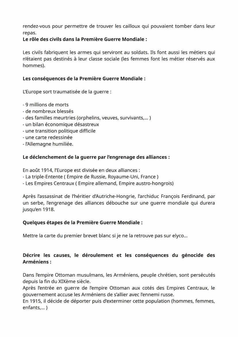 Les définitions:
La Première Guerre Mondiale :
- guerre totale : Mobilisation de l'ensemble de la société dans l'effort de guerre.
- propaga