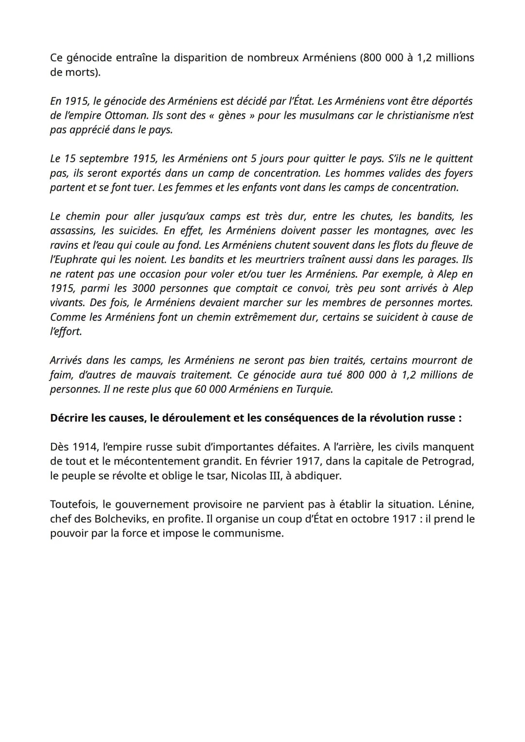 Les définitions:
La Première Guerre Mondiale :
- guerre totale : Mobilisation de l'ensemble de la société dans l'effort de guerre.
- propaga
