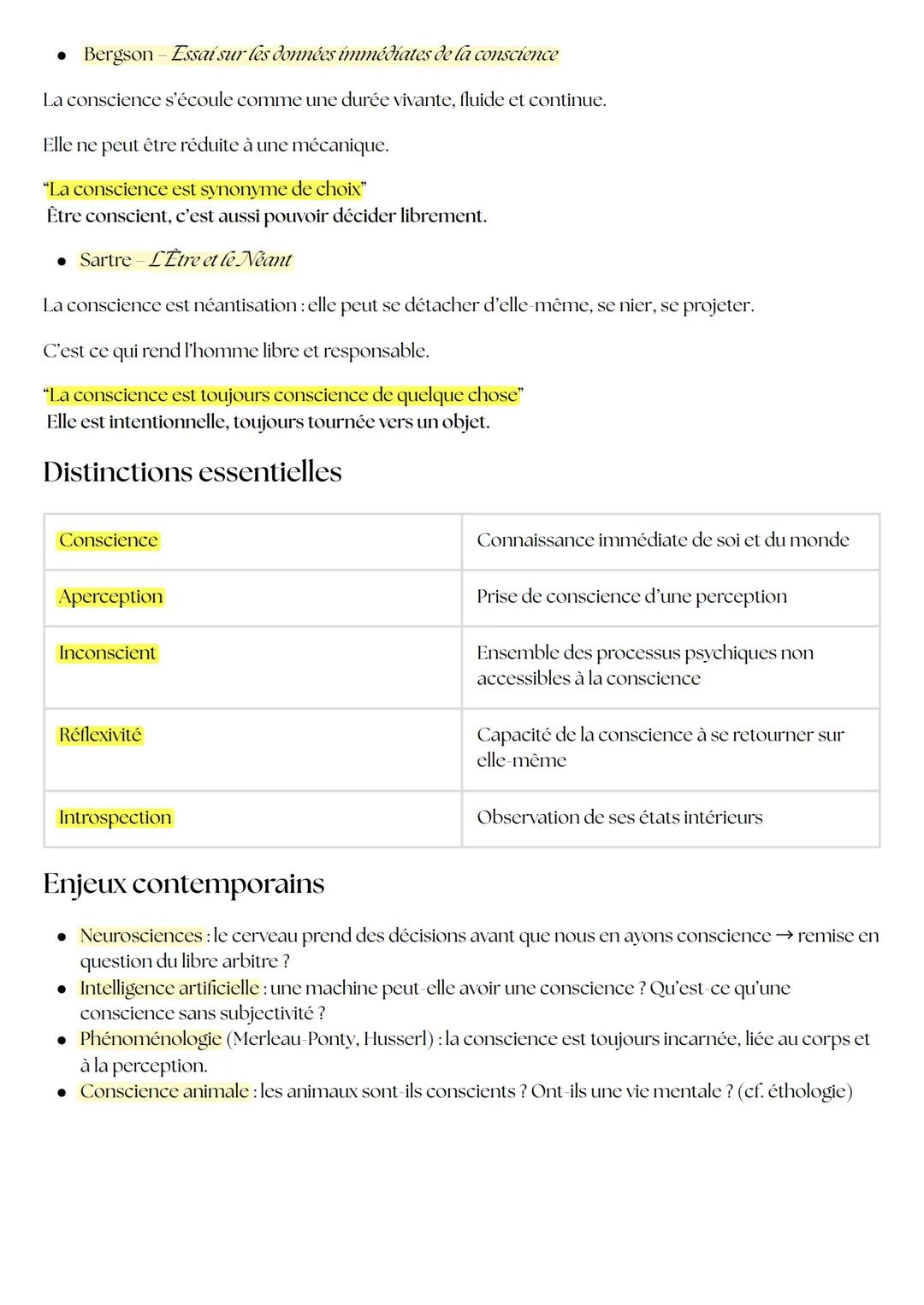 # Conscient

* ce dont nous avons une connaissance immédiate : pensées, perceptions, souvenirs, émotions, désirs. C’est la présence à soi de