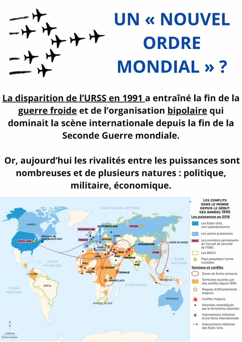 Enjeux et conflits dans
le monde après 1989.
Histoire, 3ème
Problématique générale :
Quelle est la nature des rivalités et des
conflits dans