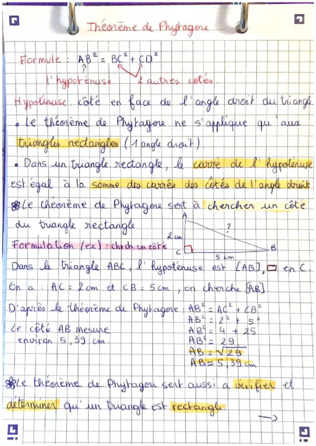 Découvrez le théorème de Pythagore et sa réciproque