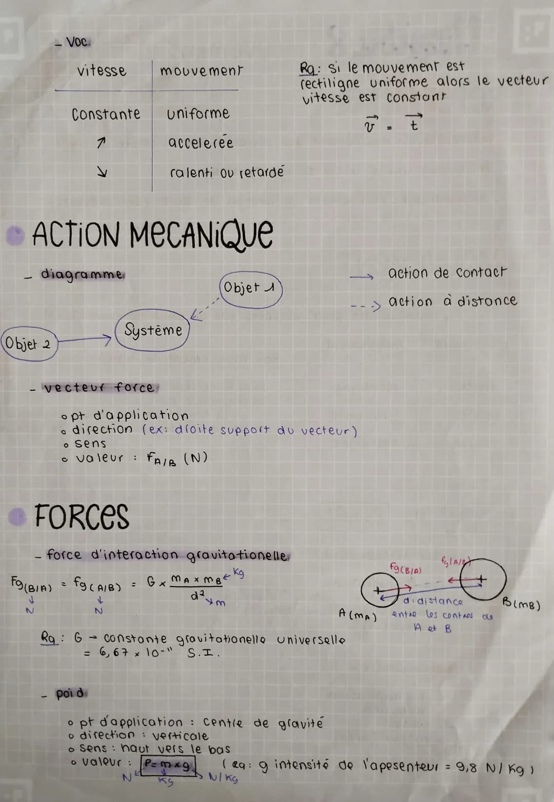 Chapitre 8: mouvement et interact
→ RÉFÉRENTIEL
_heliocentrique : mouvement des planétes liée au centre du soleil
_ terrestre utilise le sol