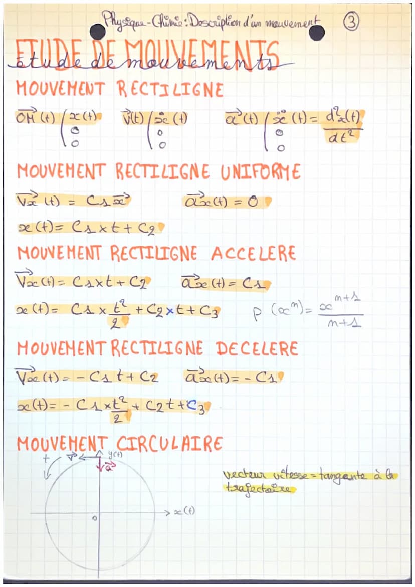 Physique-Chimie: Description d'un mouvement
Rappels
Etude du mouvement d'an système:
•definir le système
-définir le referentiel
- definir l