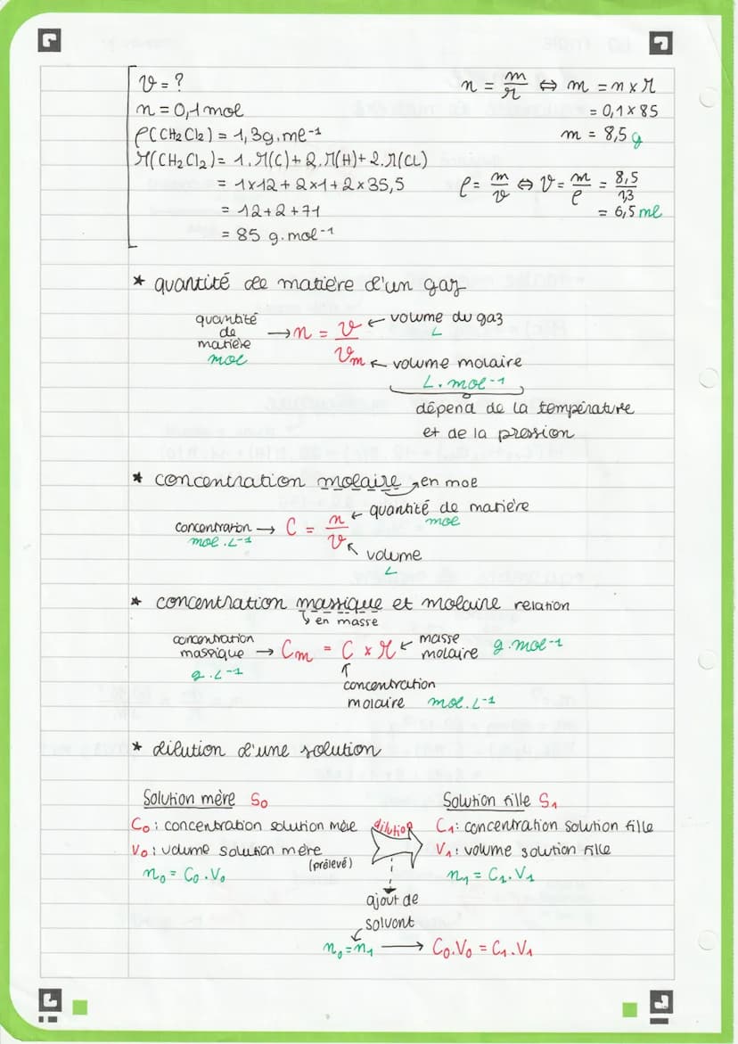 C
La mole
La mole
*quantité de matière
quantité
de
matière
moe
M(c) = 12,0 g.mol-1
carbone
*masse molaire atomique
→n = №
quantité
de
matièr