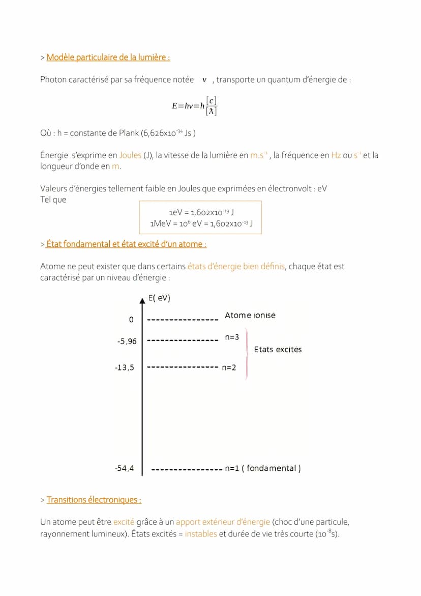 > Modèle ondulatoire
Lumière = onde électromagnétique caractérisée par une longueur d'onde
(appelée domaine du visible: entre 400 (UV) et 8o