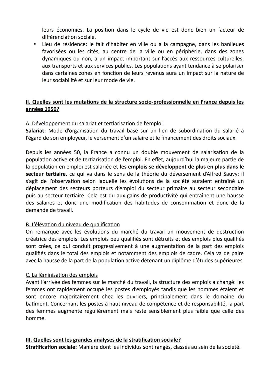 1. Quels sont les facteurs qui structurent et hiérarchisent l'espace social?
A. Les facteurs liés à la catégorie socio-professionnelle, au d