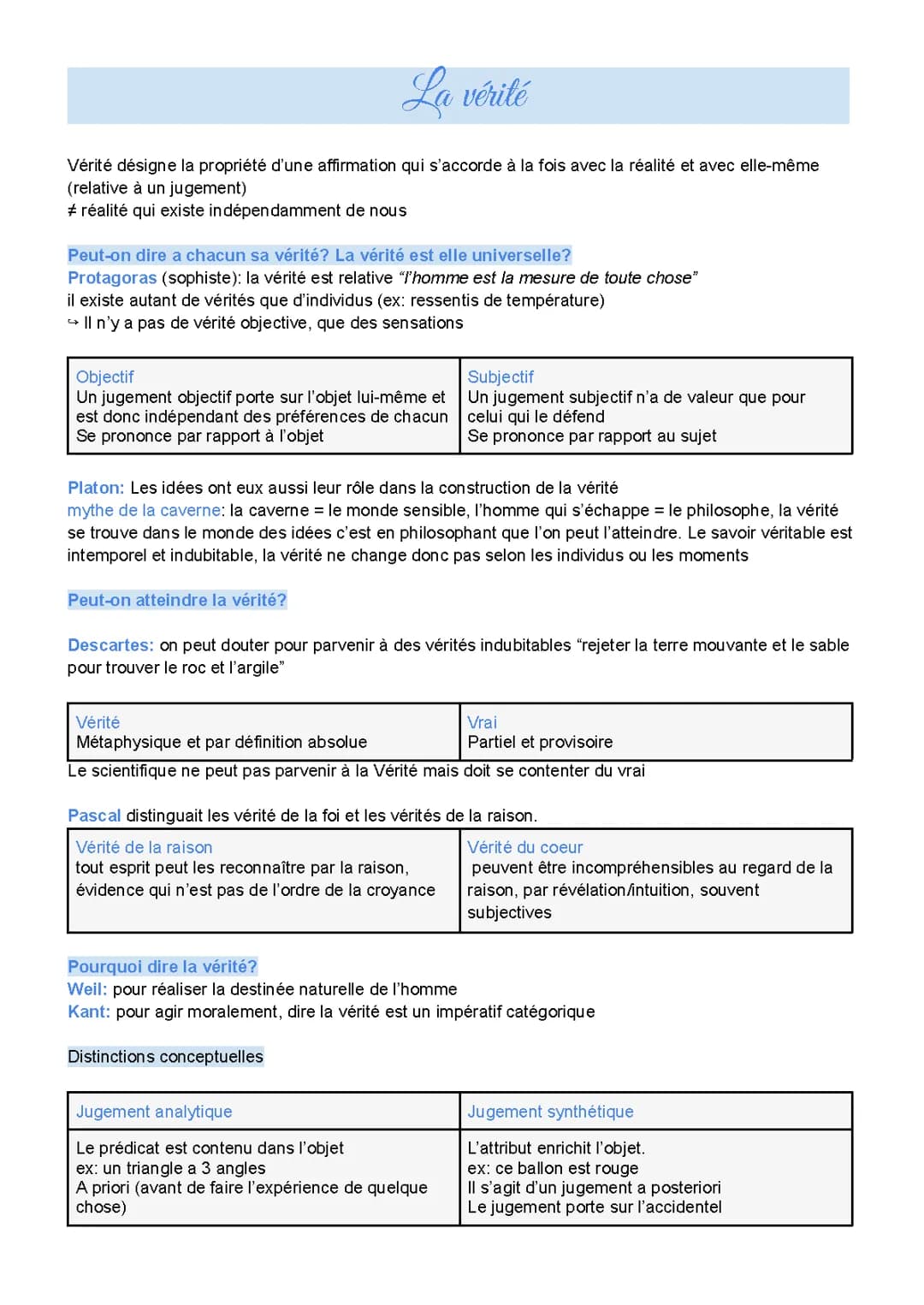 Philo Terminale: La Vérité - Cours et Dissertation PDF