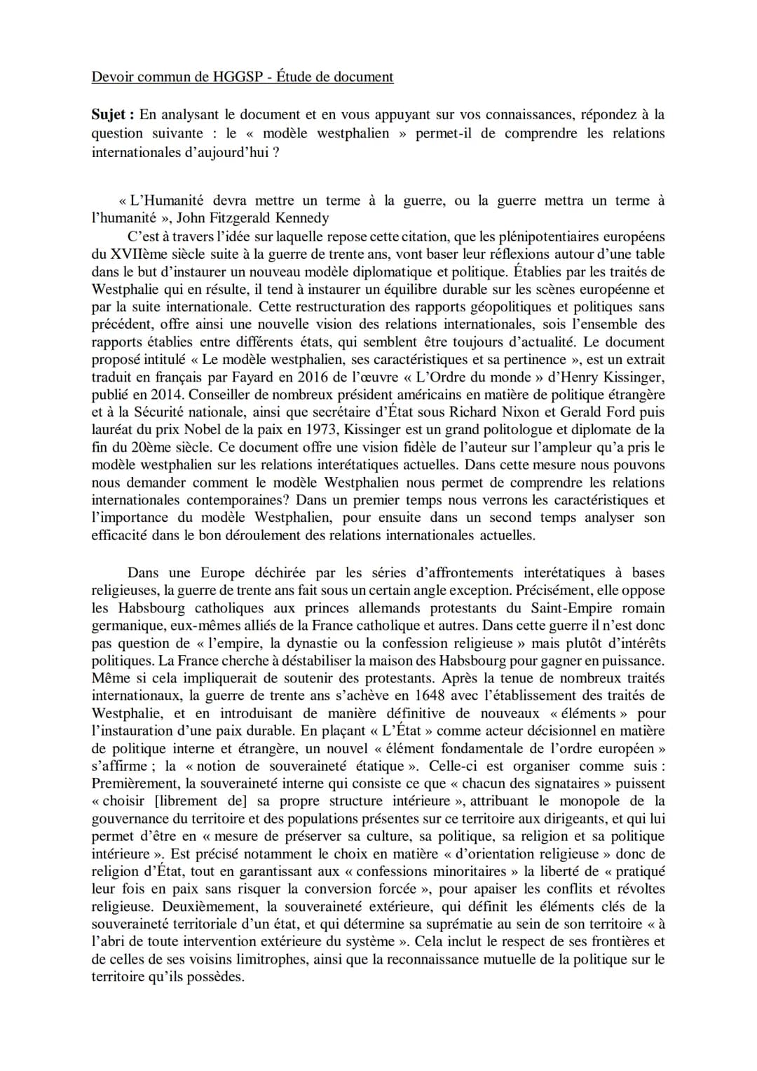 Enseignement de spécialité HGGSP
Etude critique de document du 7 octobre 2022 - Durée: 3 heures
Sujet :
En analysant le document et en vous 