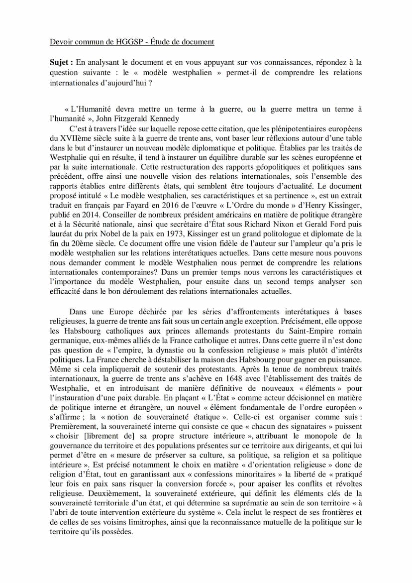 Enseignement de spécialité HGGSP
Etude critique de document du 7 octobre 2022 - Durée: 3 heures
Sujet :
En analysant le document et en vous 