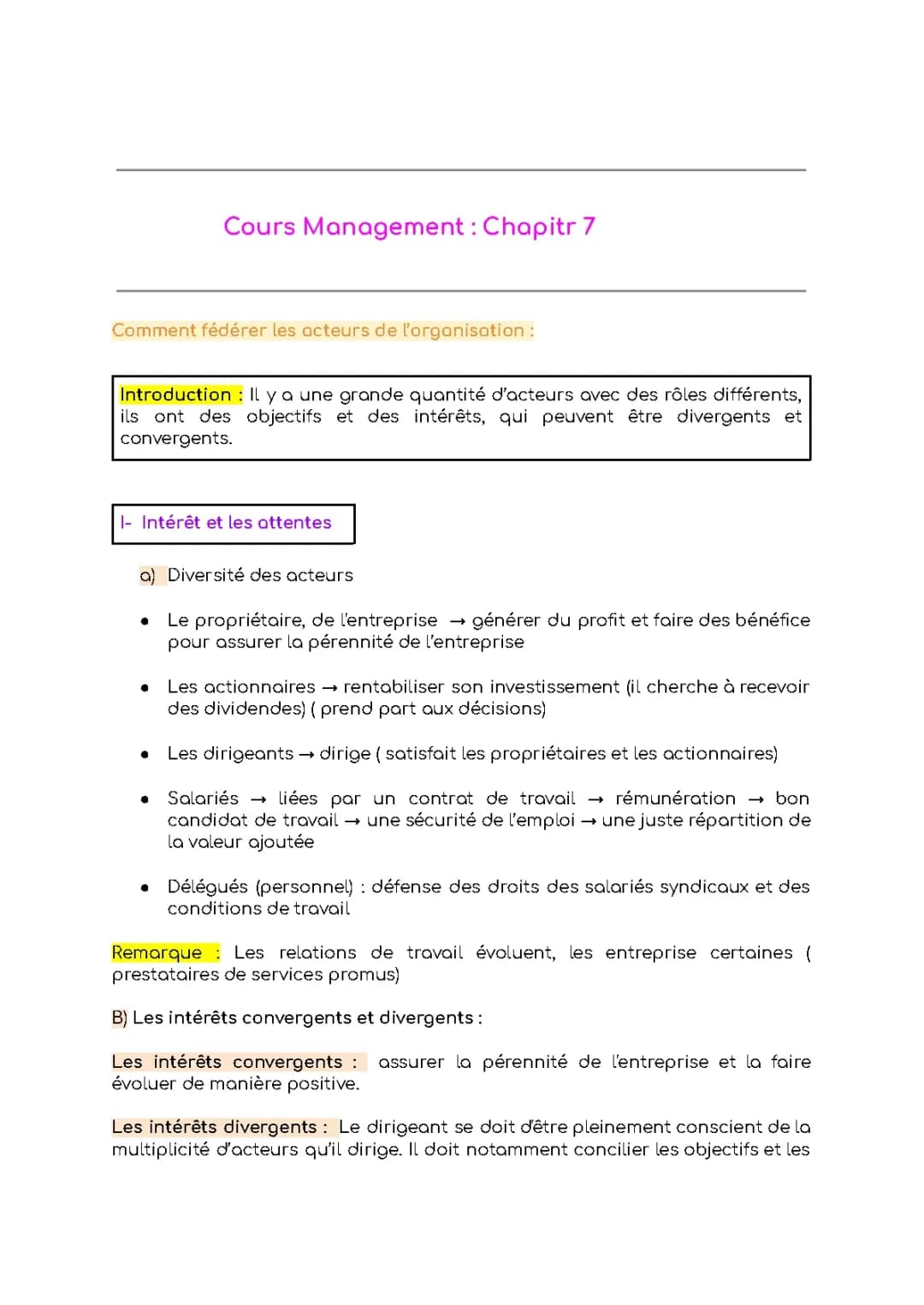 Management fiche