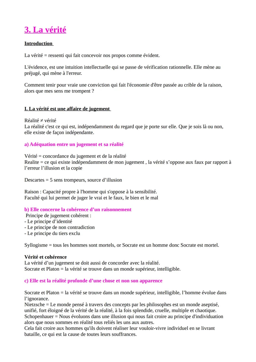 1.La conscience
I. Def et problématique
Conscience entité du psychisme humain grâce à laquelle nous rentrons en contact avec le monde et
ave