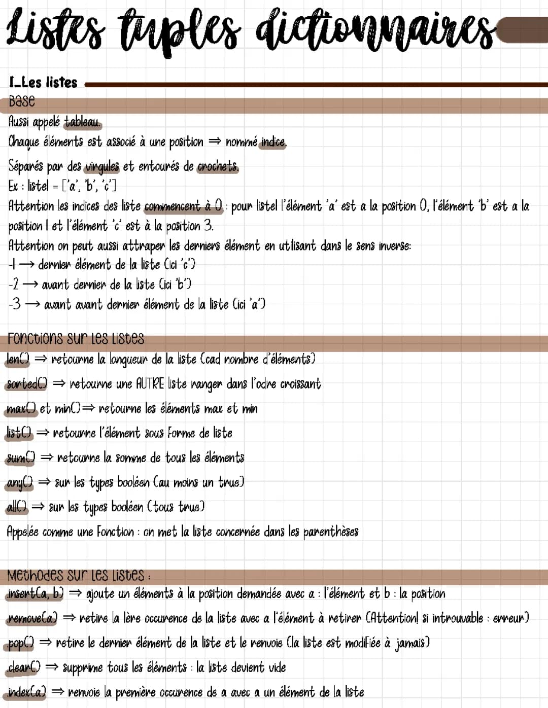 Dictionnaire et Tuple Python : Guide pour Listes et Tuples NSI
