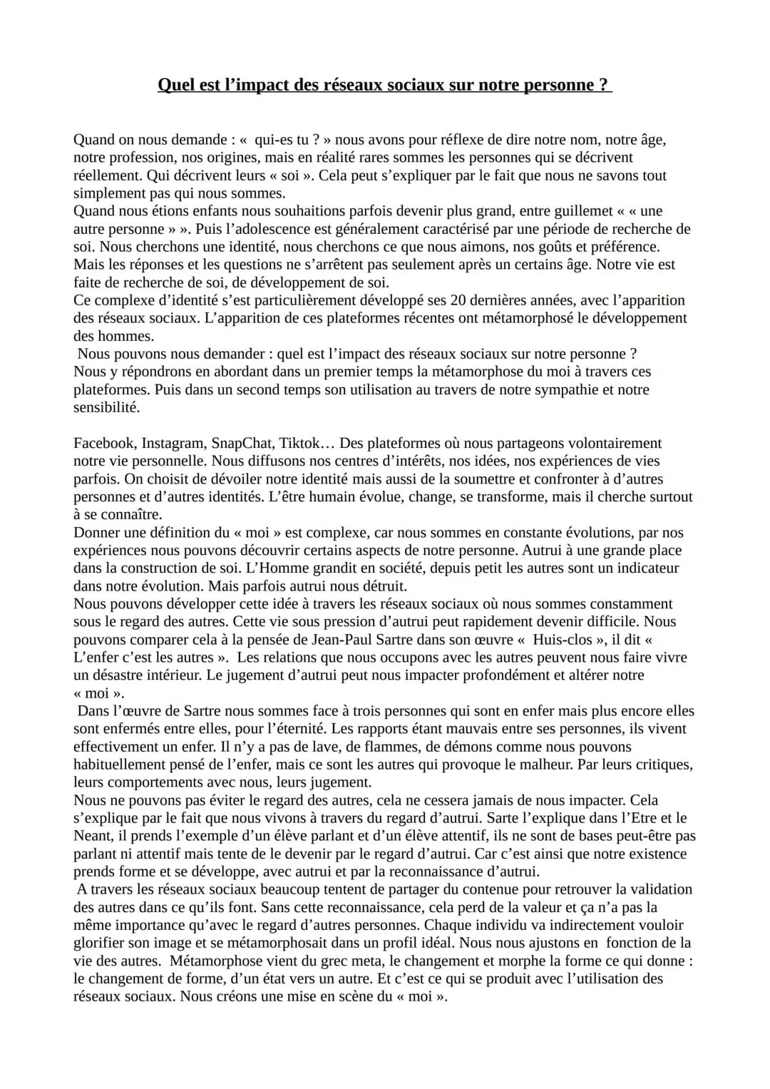 Quel est l'impact des réseaux sociaux sur notre personne ?
Quand on nous demande : « qui-es tu ? » nous avons pour réflexe de dire notre nom
