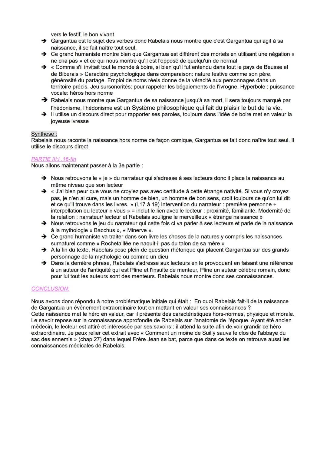 LECTURE LINEAIRE, Texte 2, Gargantua
LECTURE:
Bonjour, je vais vous présenter la lecture linéaire du texte de Rabelais, extrait du chapitre 