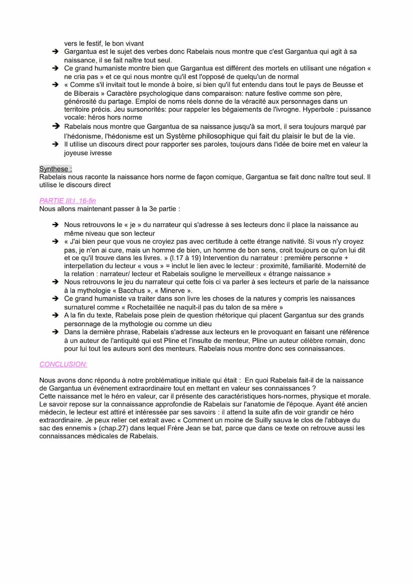 LECTURE LINEAIRE, Texte 2, Gargantua
LECTURE:
Bonjour, je vais vous présenter la lecture linéaire du texte de Rabelais, extrait du chapitre 