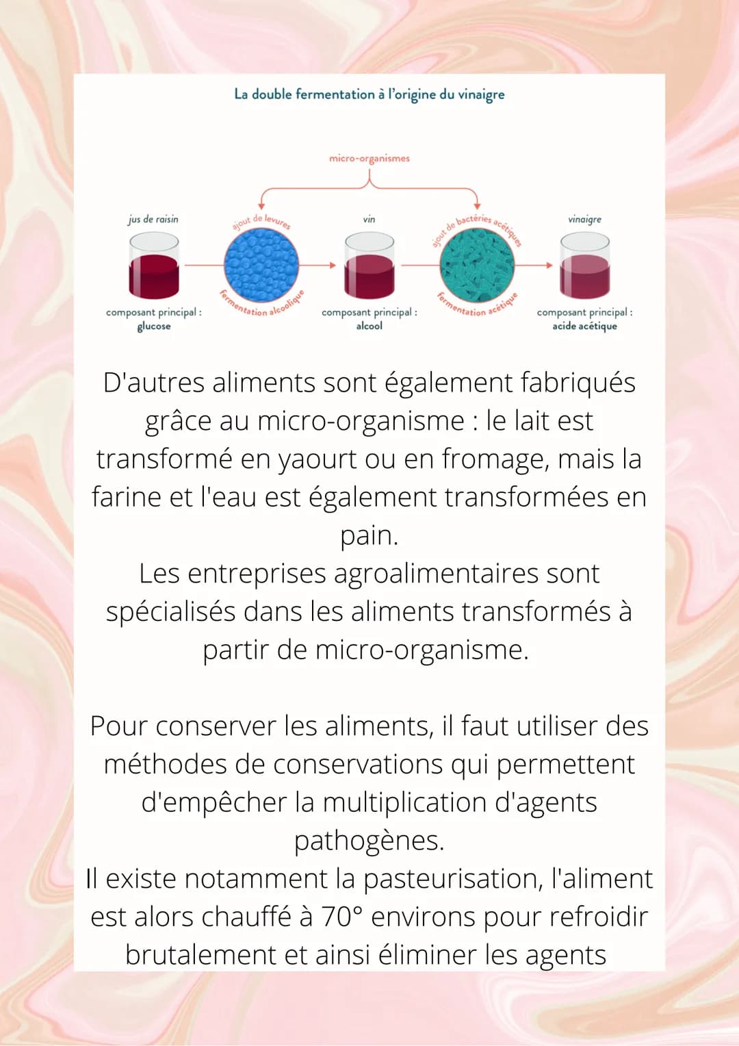 LA PRODUCTION
ET CONSERVATION
D'ALIMENTS
La fabrication d'aliments peut se faire grâce à
des micro-organismes. Par exemples pour
obtenir du 