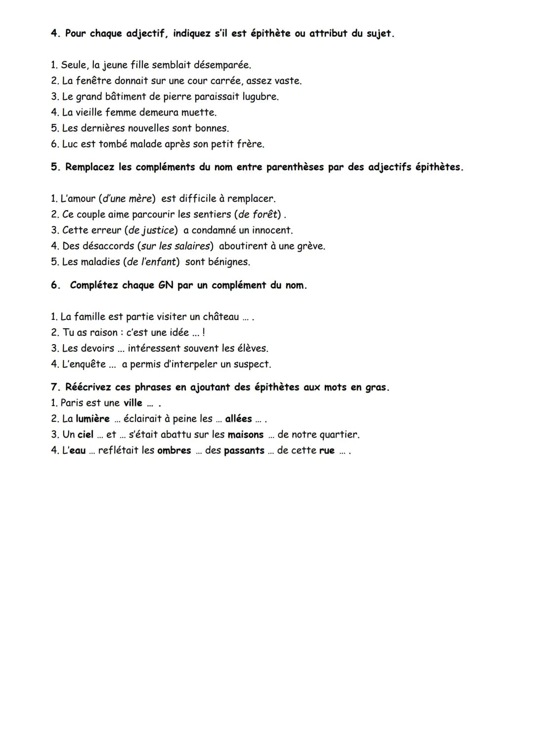 Séquence 5, séance 3.
Grammaire.
Exercice d'observation :
<< New York est une ville fascinante, aux larges avenues, où tout semble possible.