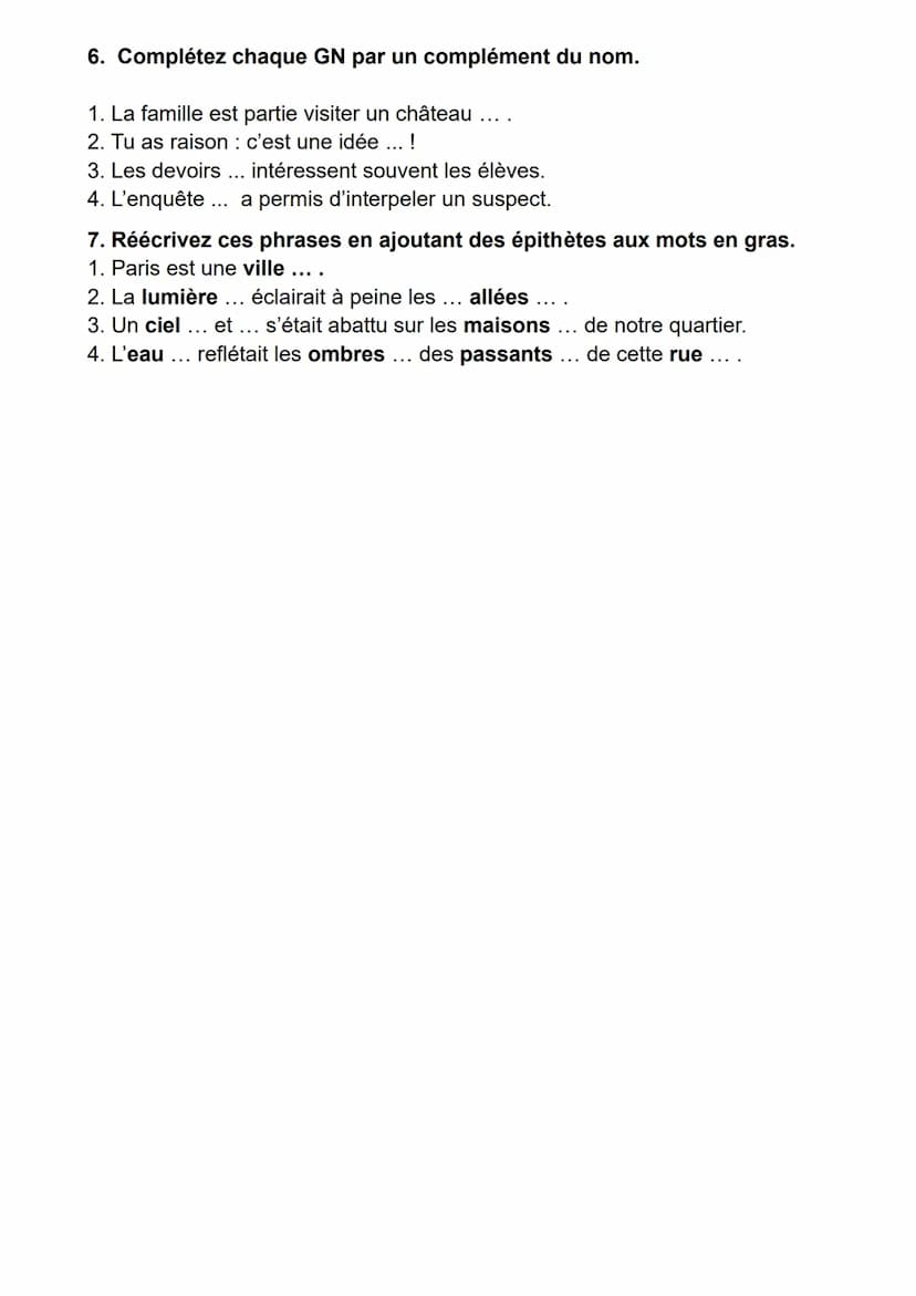 Séquence 5, séance 3.
Grammaire.
Exercice d'observation :
<< New York est une ville fascinante, aux larges avenues, où tout semble possible.