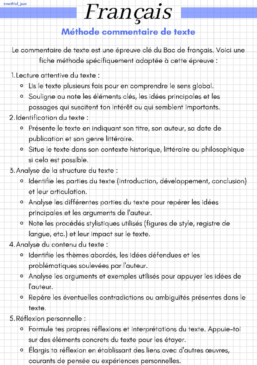 Méthode commentaire de texte 