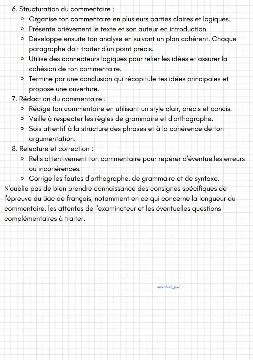 emathisf_jsxc
Français
Méthode commentaire de texte
Le commentaire de texte est une épreuve clé du Bac de français. Voici une
fiche méthode 