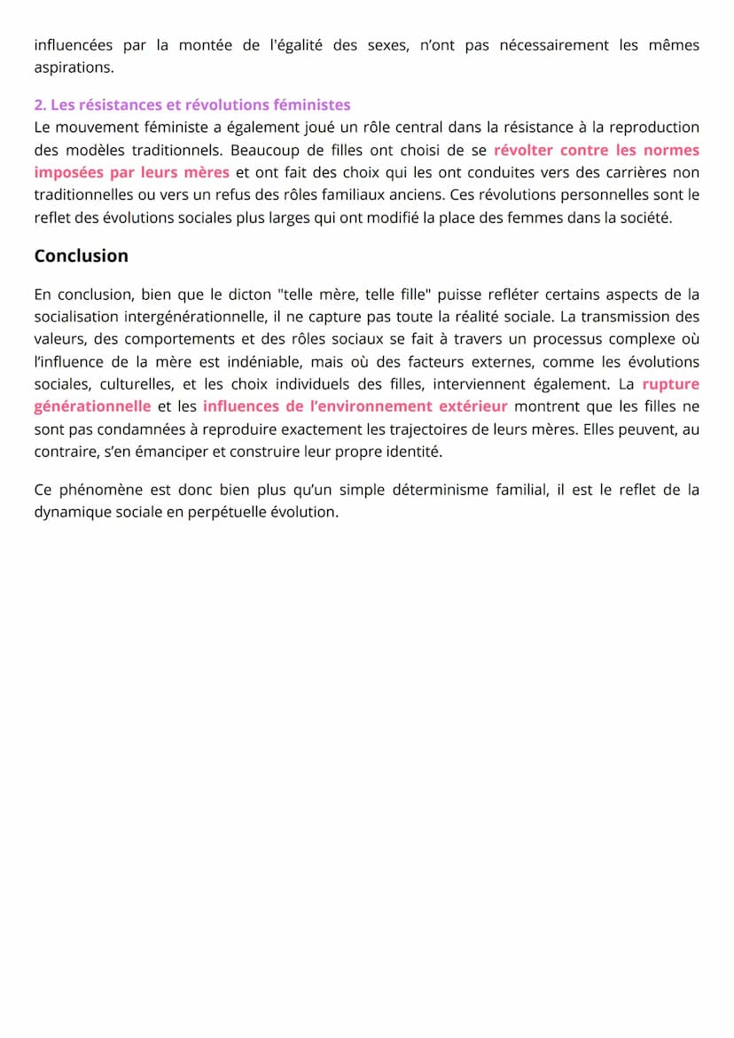 --- OCR Start ---
GRAND ORAL SES
Dans quelle mesure le dicton "telle mère, telle
fille" est-il une réalité sociale ?
Ce dicton populaire sug