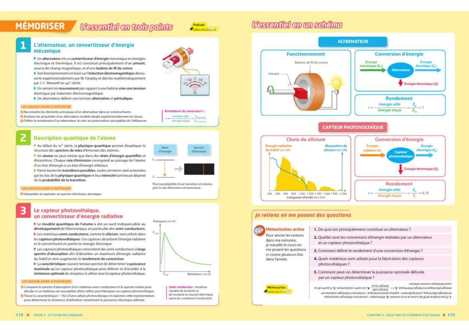 MÉMORISER
L'essentiel en trois points
1. L'alternateur, un convertisseur d'énergie
mécanique
Un alternateur est un convertisseur d'énergie m
