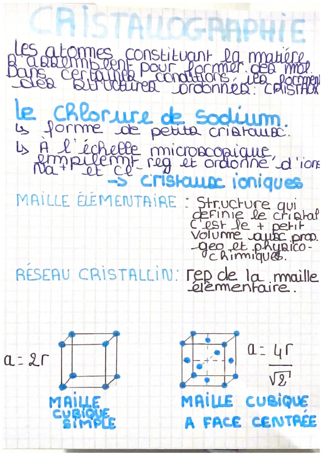 CRISTALLOGRAPHIE
Les atomes constituant la matière
Babberinden conditions les forment
dea au uctured Dorconness
CRISTAUX
le chlorure de Sodi