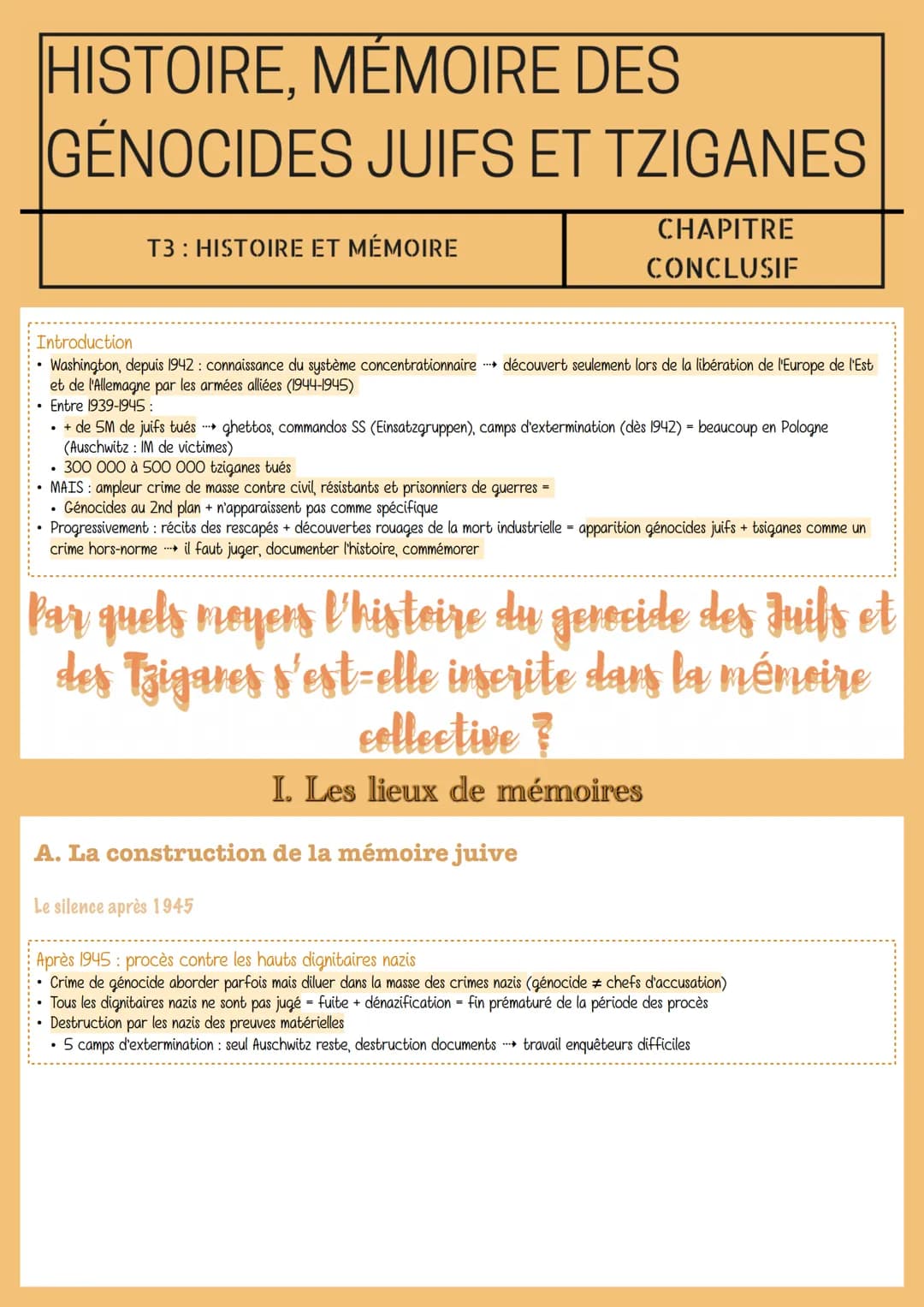 HISTOIRE, MÉMOIRE DES
GÉNOCIDES JUIFS ET TZIGANES
T3: HISTOIRE ET MÉMOIRE
CHAPITRE
CONCLUSIF
Introduction
Washington, depuis 1942: connaissa