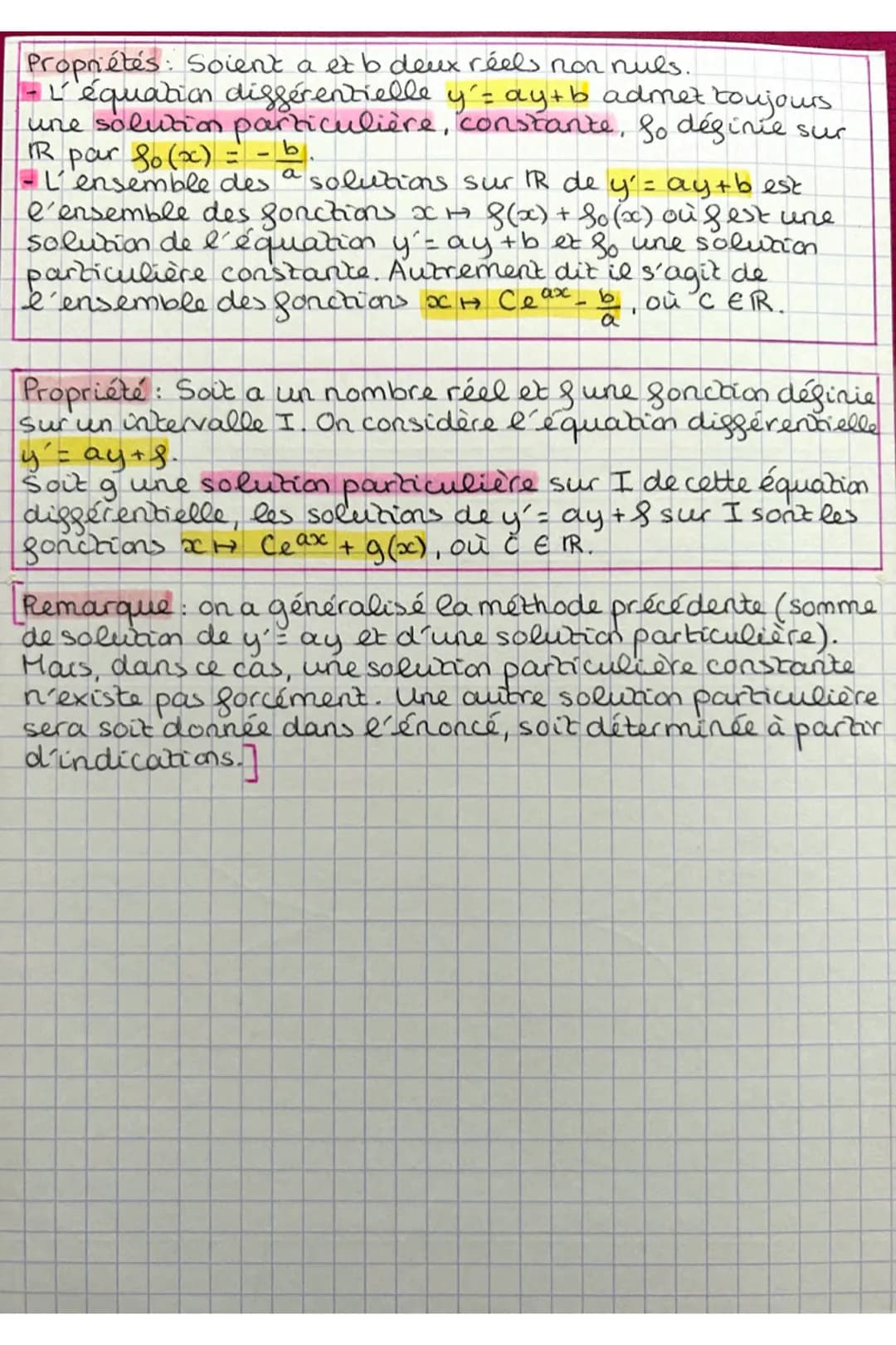 MATHS
CHAP. 9: primitives et équations différentielles
41 Primitives pour une fonction continue :
Équation différentielle y = 8:
Définitions