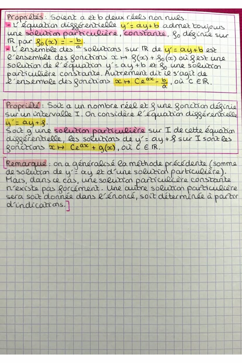 MATHS
CHAP. 9: primitives et équations différentielles
41 Primitives pour une fonction continue :
Équation différentielle y = 8:
Définitions