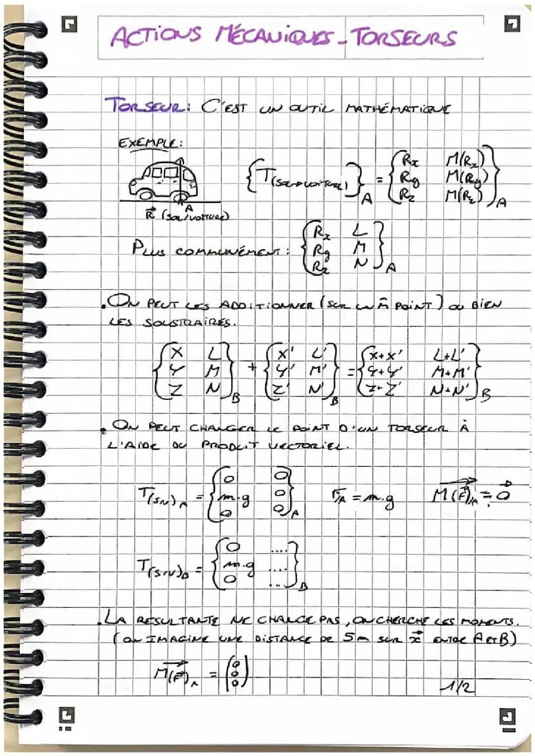 actions mécaniques - torseurs