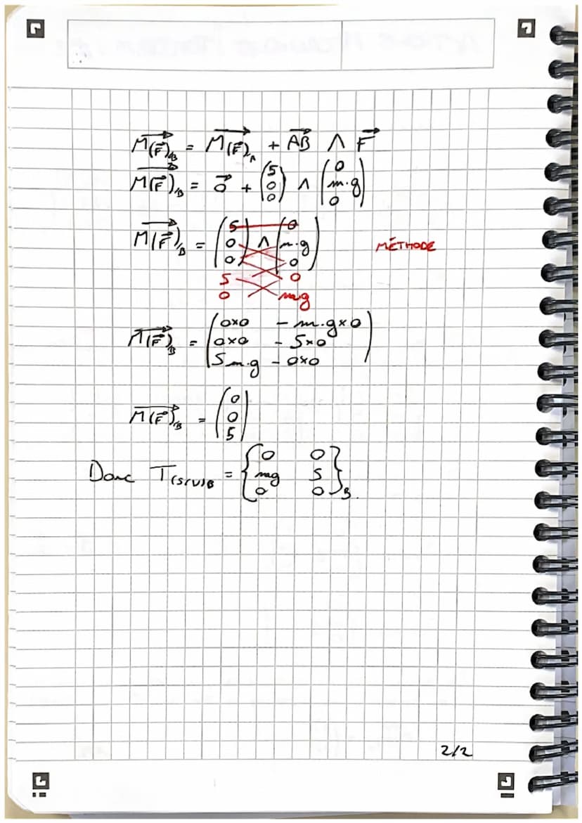 COCCO
ACTIONS MÉCANIQUES-TORSEURS
TORSEUR: C'EST UN OUTIL MATHÉMATIQUE
EXEMPLE:
R. (SOLTVATTURE)
PLUS COMMUNEMENT : Rg.
B₂
x 2
Y
M
Z MB
TIEN
