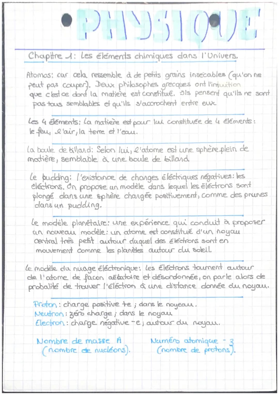 Histoire de l'Atome et Modèles Atomiques pour la 3ème en PDF
