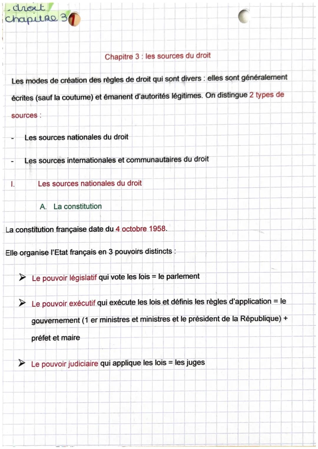 droit
Chapitre 3
Chapitre 3: les sources du droit
Les modes de création des règles de droit qui sont divers : elles sont généralement
écrite