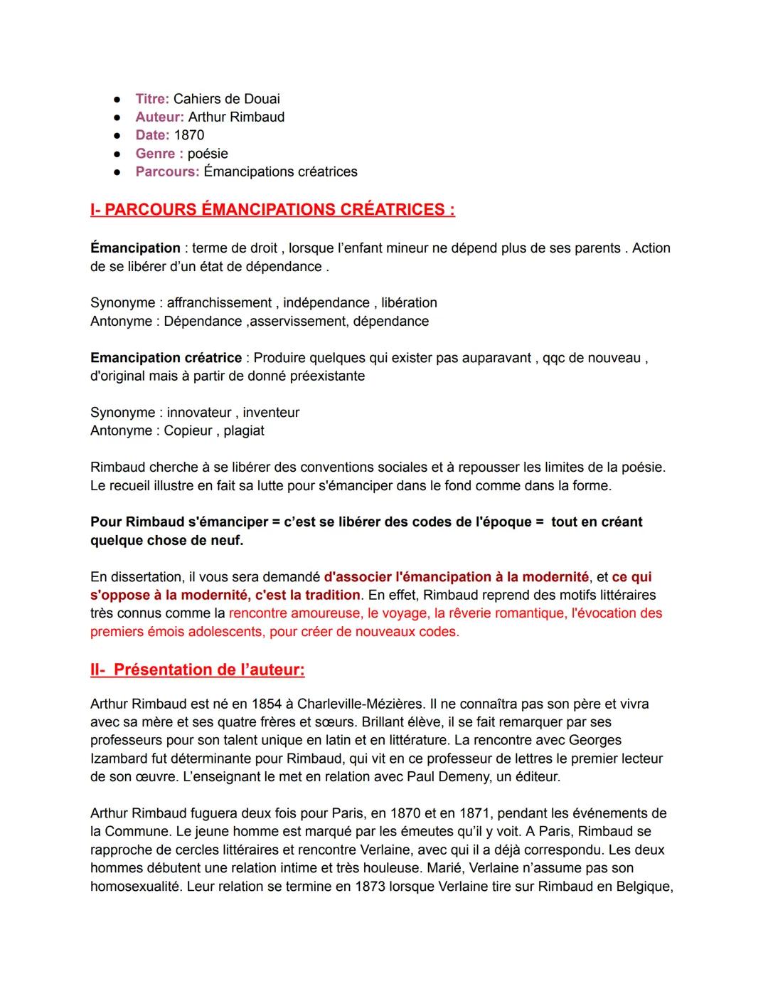 Fiche dissertation Cahiers de Douai