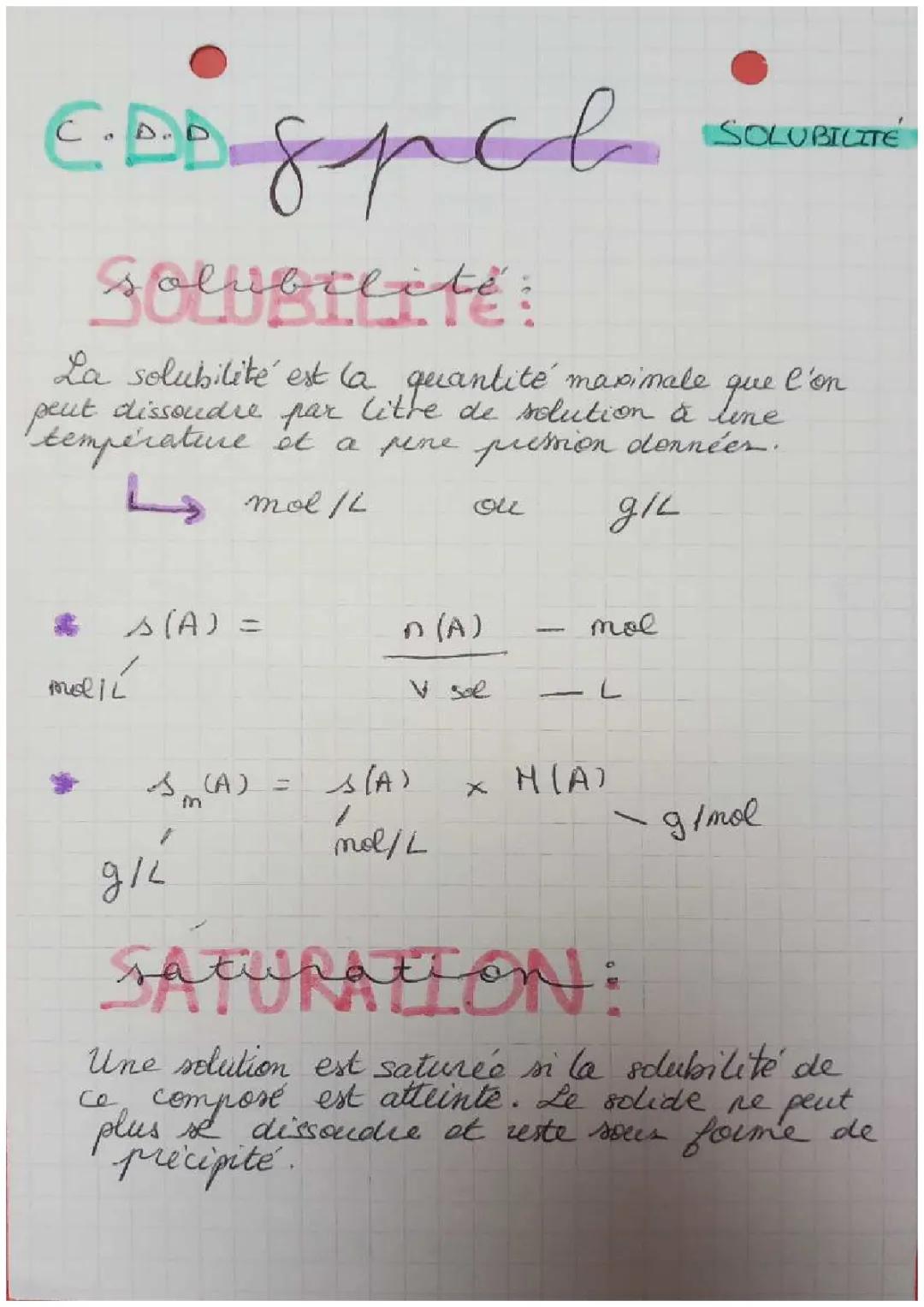 Solubilité- Chimie Developement Durable STL