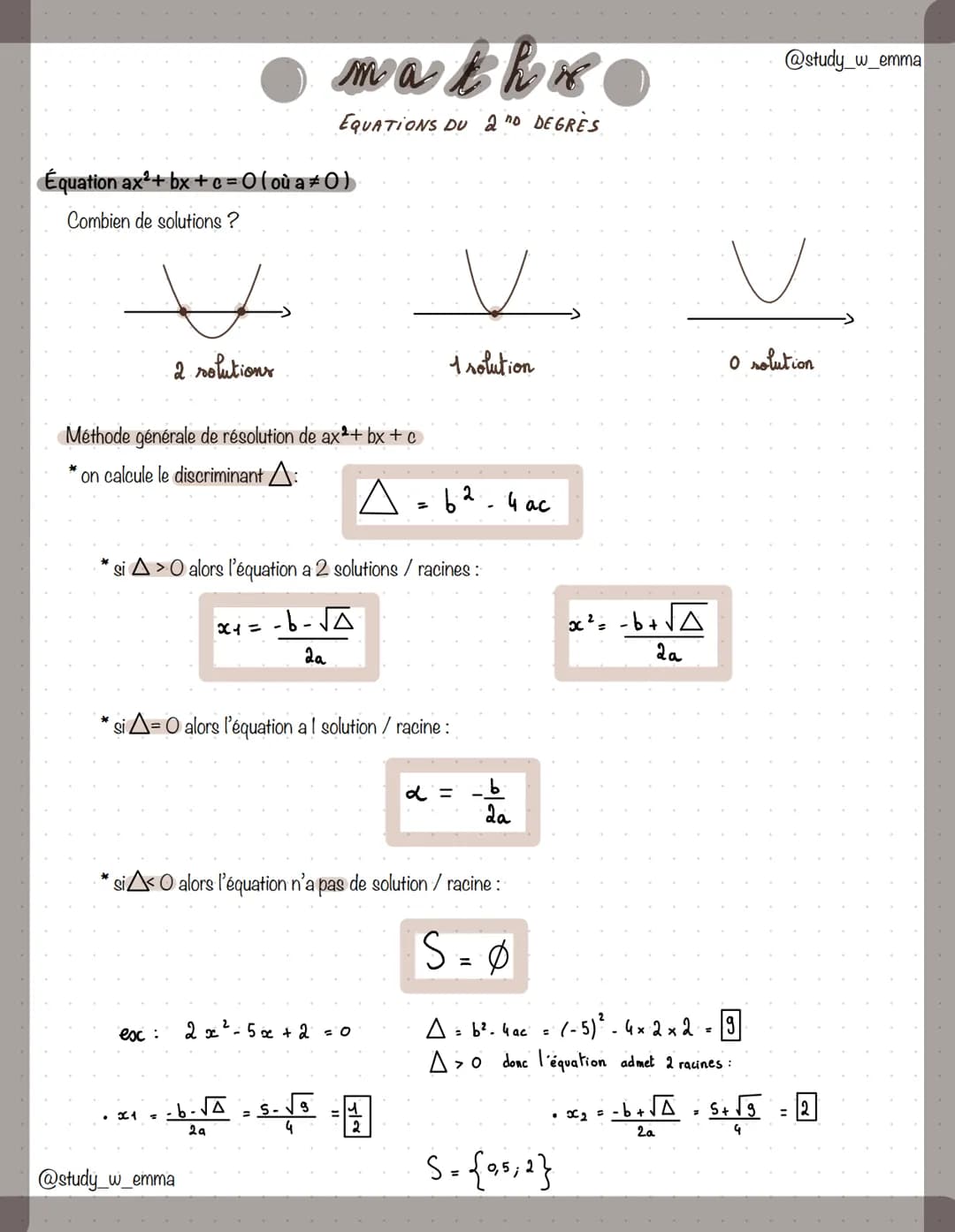 Équation ax²+bx+c = 0 (où a‡0)
Combien de solutions ?
V
2. solutions
makbe
EQUATIONS DU 2ND DEGRES
Méthode générale de résolution de ax2+bx+