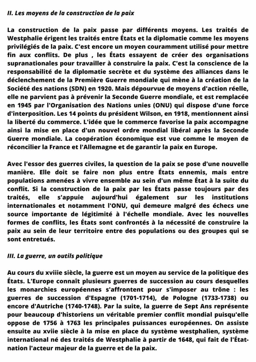 faire la guerre, faire la paix
conflit = phénomène propre à la vie en société, se manifestant par une lutte
entre au moins 2 individus ou un