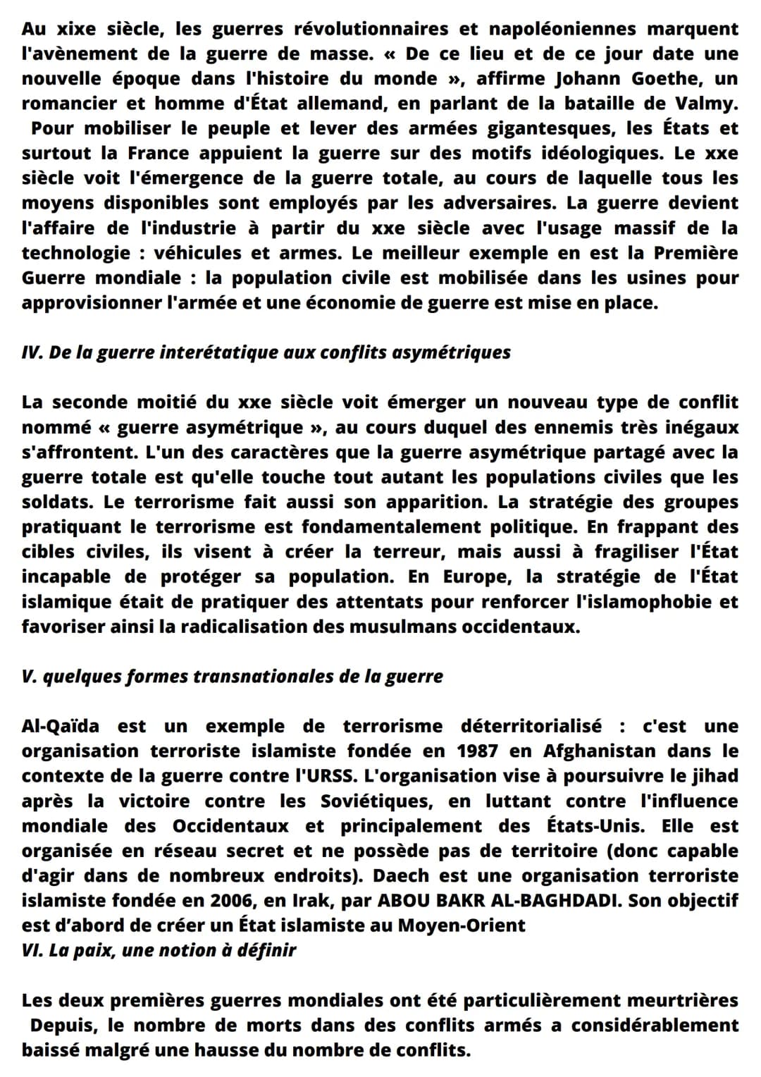 faire la guerre, faire la paix
conflit = phénomène propre à la vie en société, se manifestant par une lutte
entre au moins 2 individus ou un
