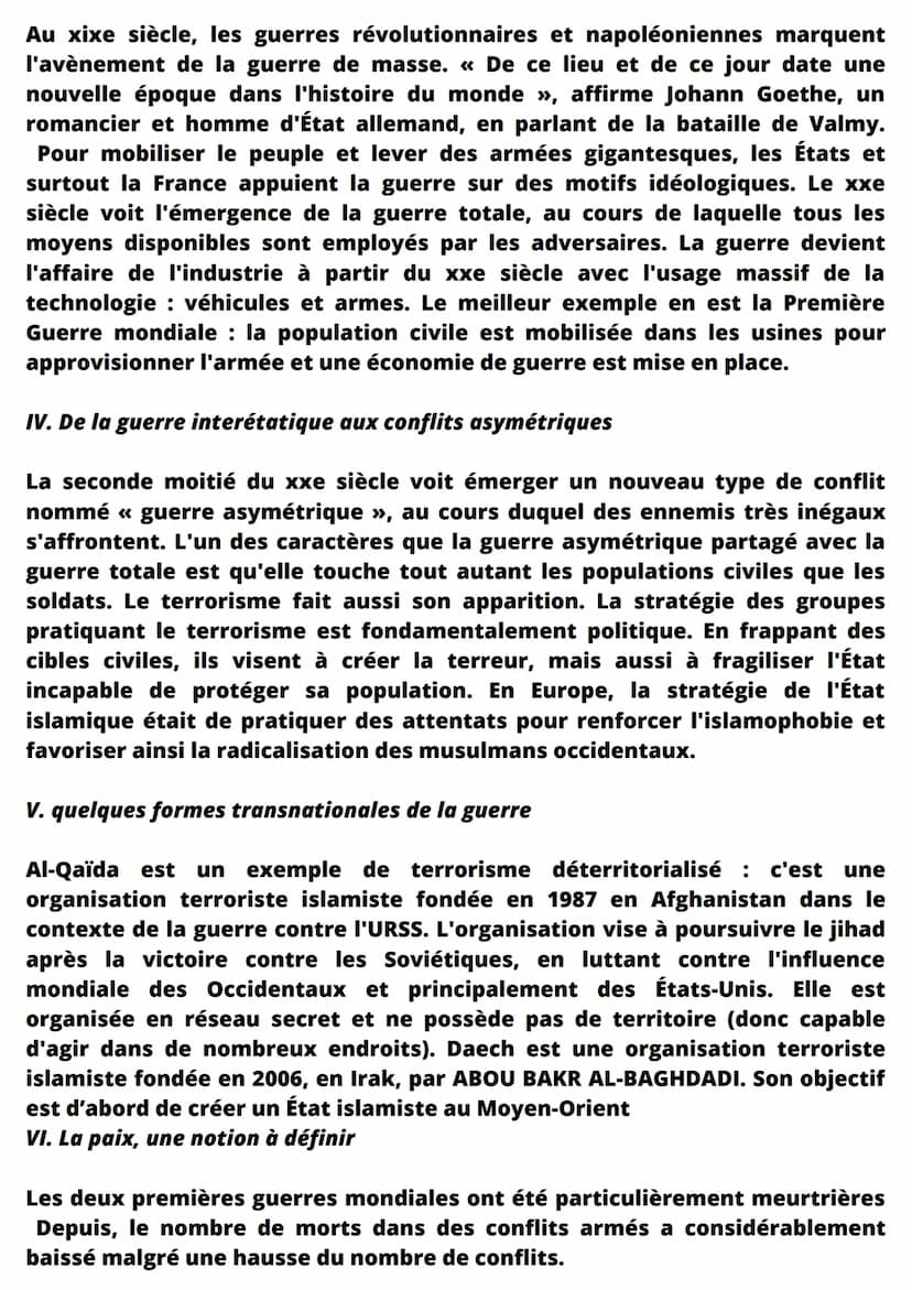 faire la guerre, faire la paix
conflit = phénomène propre à la vie en société, se manifestant par une lutte
entre au moins 2 individus ou un