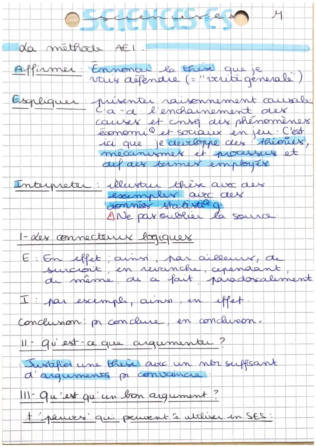 OSE CHCES ce 4
وست۔
La méthode
AEI:
Affirmer. Ennencer la thèse que je
vais défendre (= "verite generalé)
Expliquer
prisenter raisonnement c