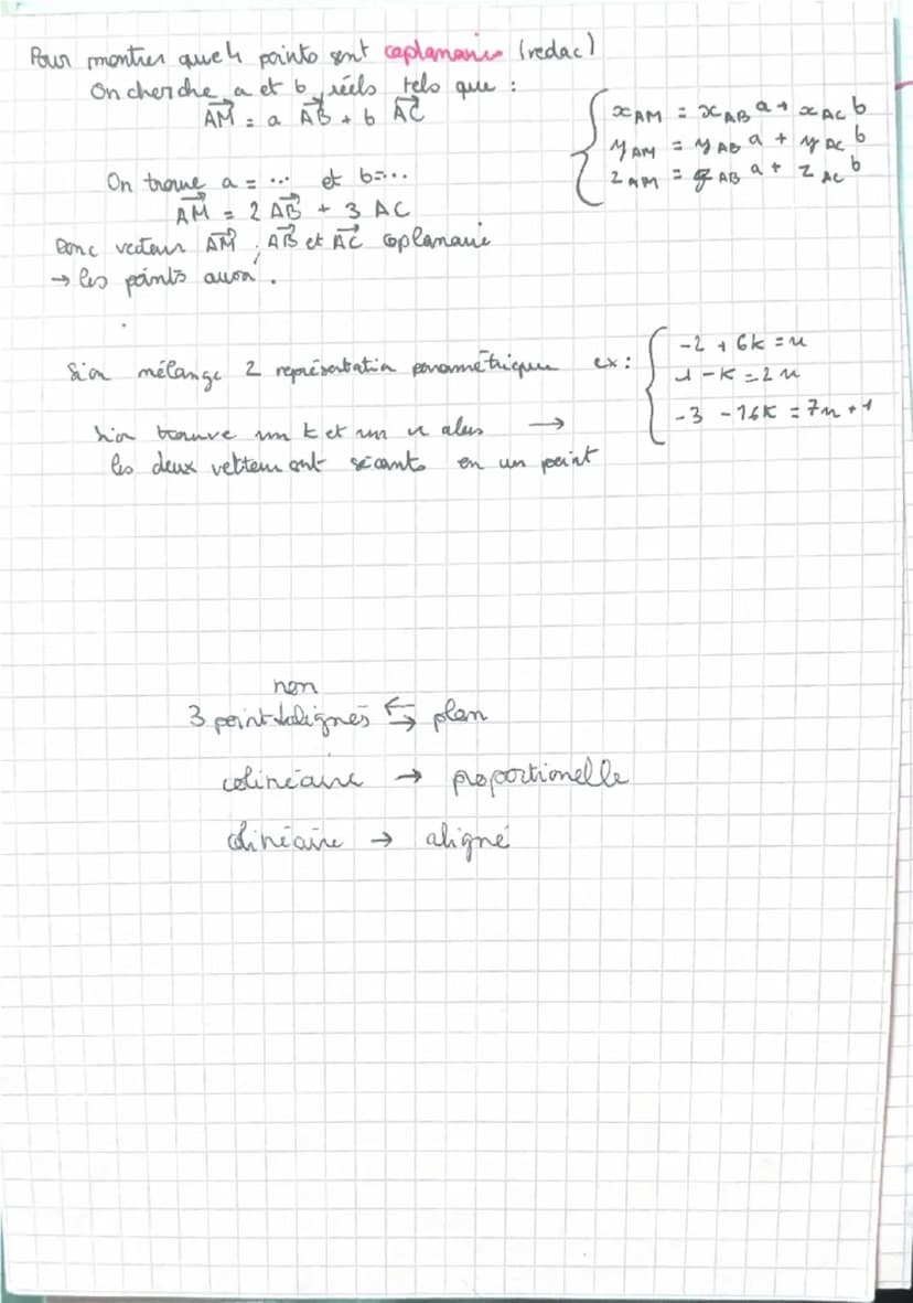 Maths
Vecteurs:
DROITES ET PLANS DE L'ESPACE
Le point M appartient à la droite (AB) si et sculement si les vecteurs.
AM et AB sont colinéair