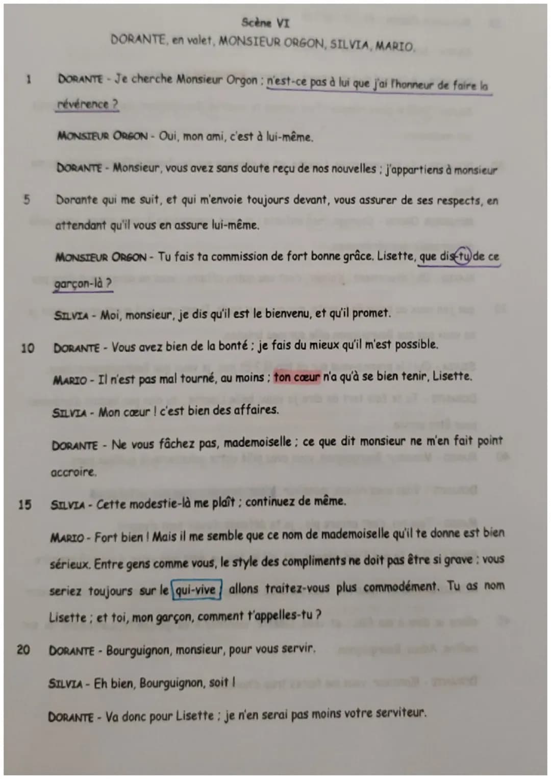 Vejer de l'amour et du kaysald
Introduction
Le texte étudié aujourd'hui est un extrait de la pièce acte 1 scène 6 nommé « Le Jeu de
l'amour 