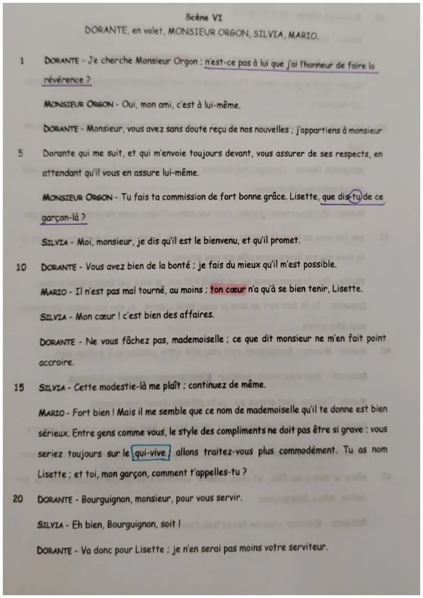 Vejer de l'amour et du kaysald
Introduction
Le texte étudié aujourd'hui est un extrait de la pièce acte 1 scène 6 nommé « Le Jeu de
l'amour 