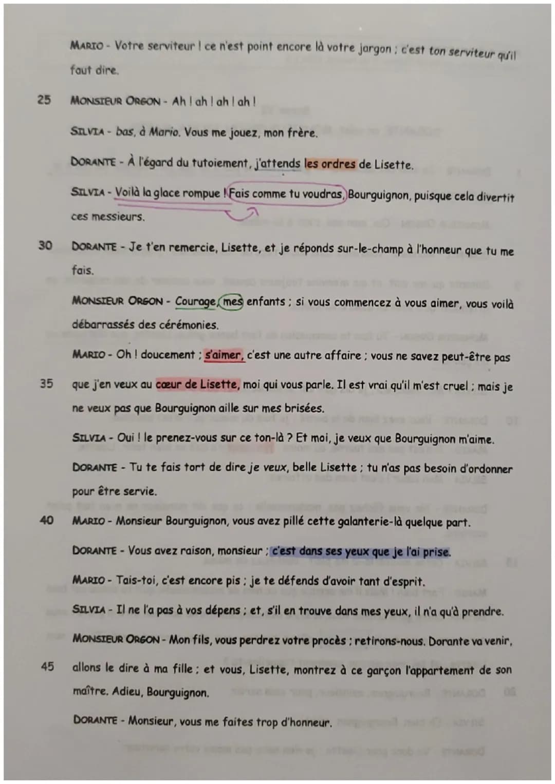 Vejer de l'amour et du kaysald
Introduction
Le texte étudié aujourd'hui est un extrait de la pièce acte 1 scène 6 nommé « Le Jeu de
l'amour 