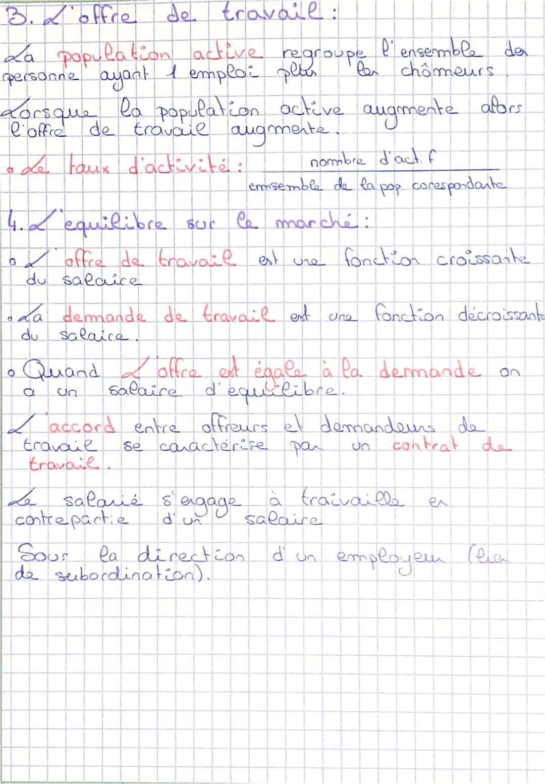 Economie
1. Le marché du travail:
chap 6
✅ offre et la demande de travail
。 C'est la rencontre entre l'offre (salarié) et
dermande (entrepri